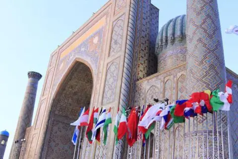 Stage at a cultural event in Uzbekistan