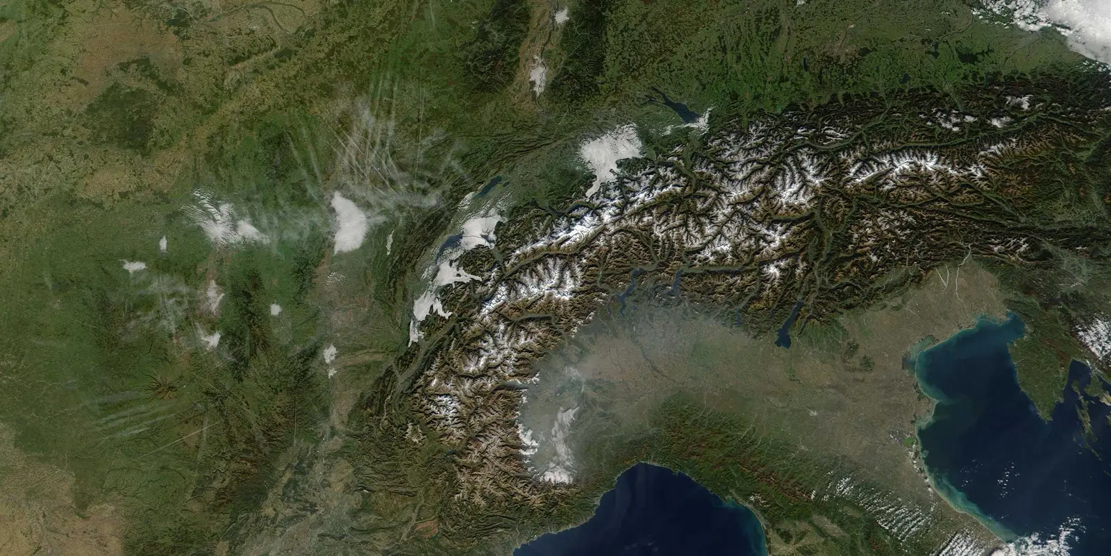 NASA satellite over the Alps