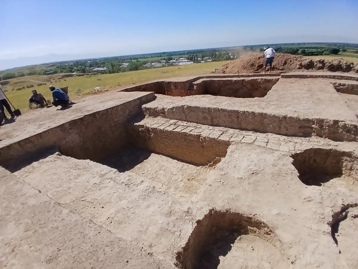 Excavations of a suspected eighth-century palace complex at Mingtepa. Photo: Cultural Heritage Agency of the Republic of Uzbekistan.