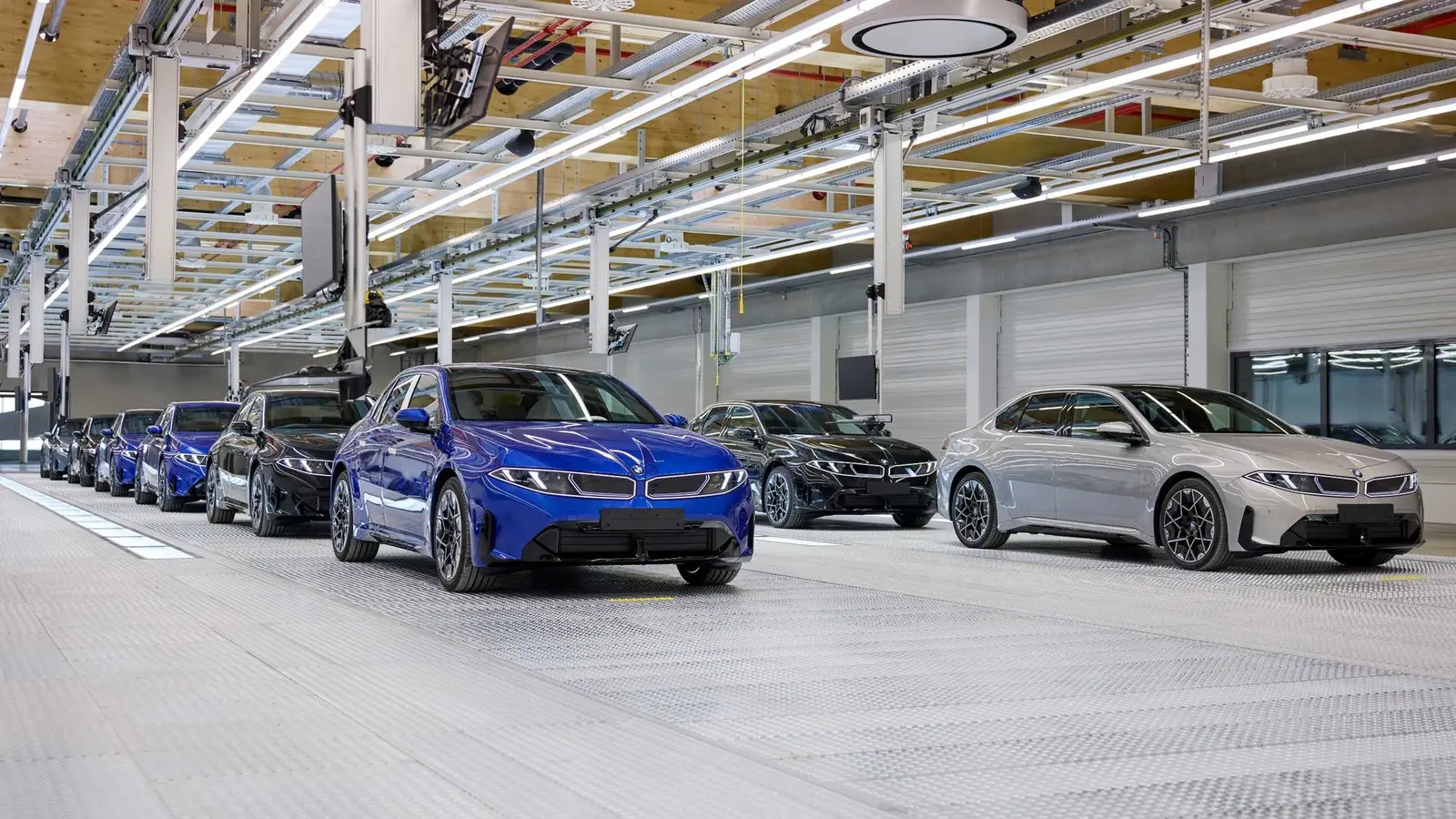New BMW i3 electric sedans at the Munich plant