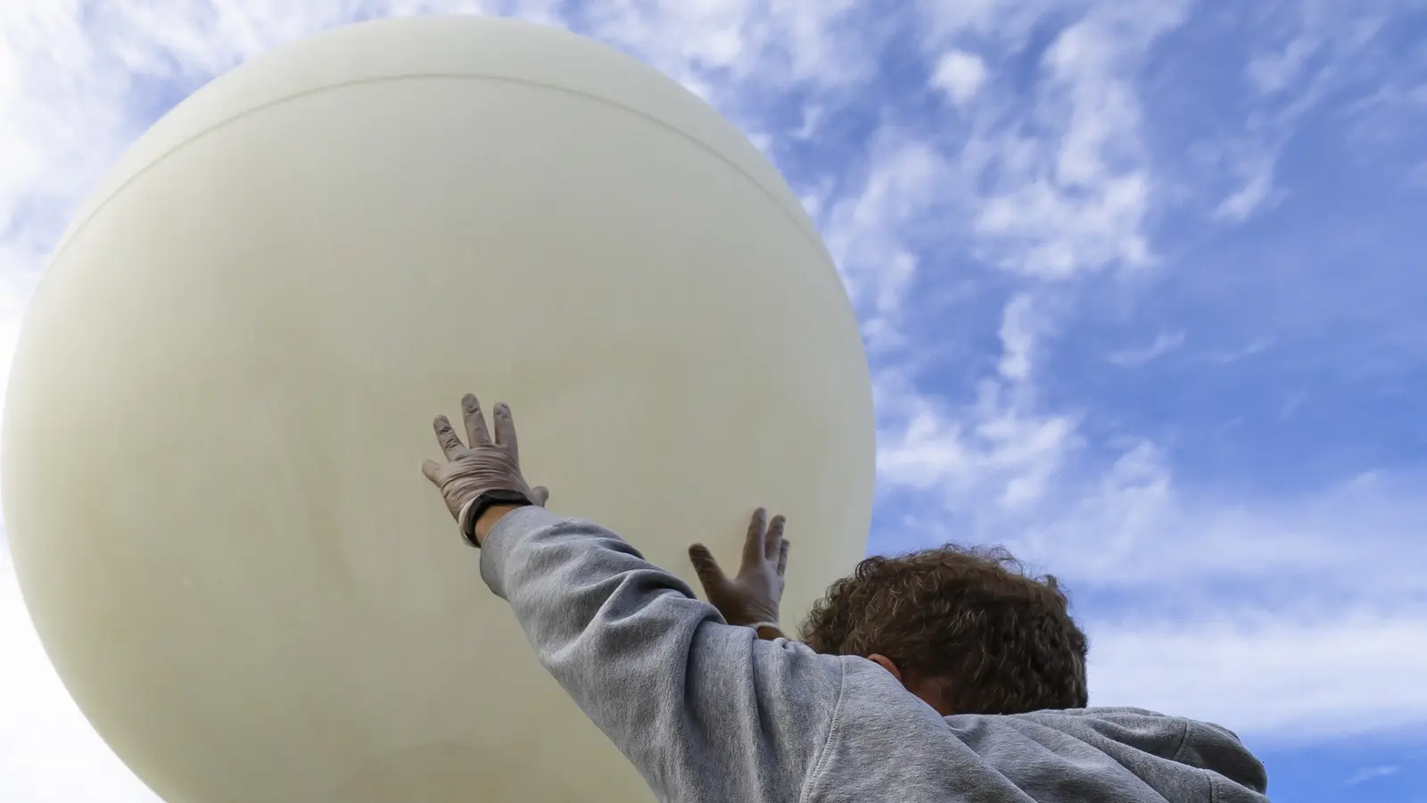 Preparing a weather balloon for launch