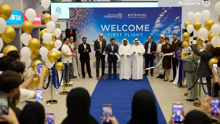 Ceremony welcoming Etihad Airways’ first flight at Tashkent airport