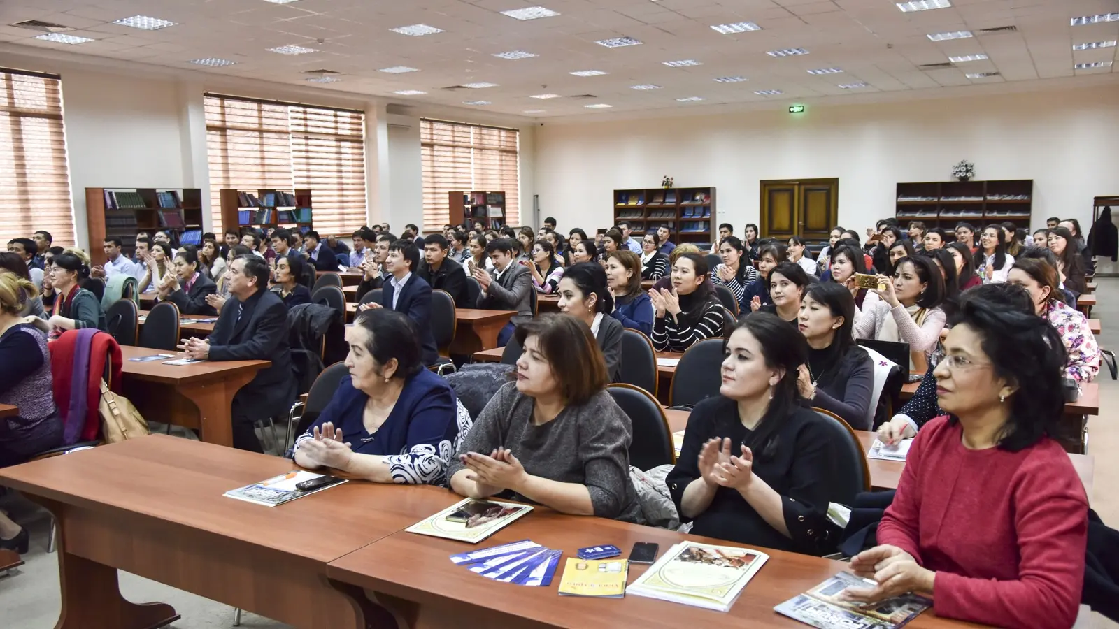 Students in a lecture hall at Tashkent Pediatric Medical Institute
