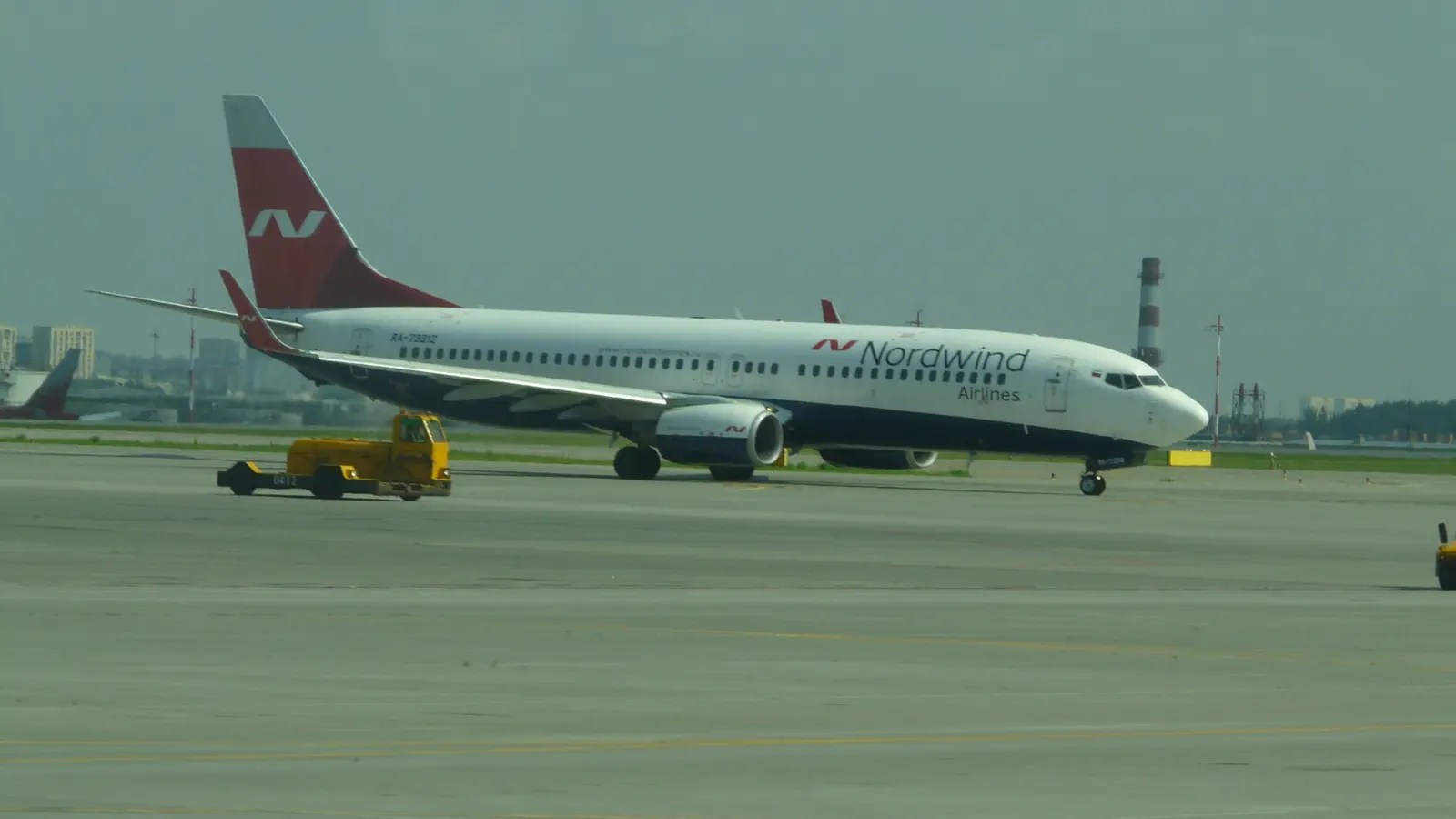 Nordwind Airlines aircraft at a Moscow airport in July 2025