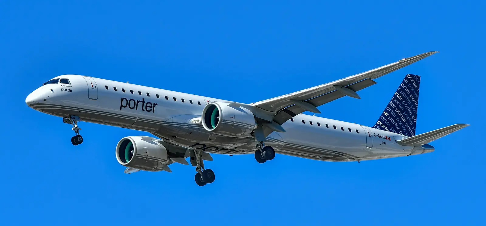 A Porter Airlines Embraer E195-E2 aircraft in flight
