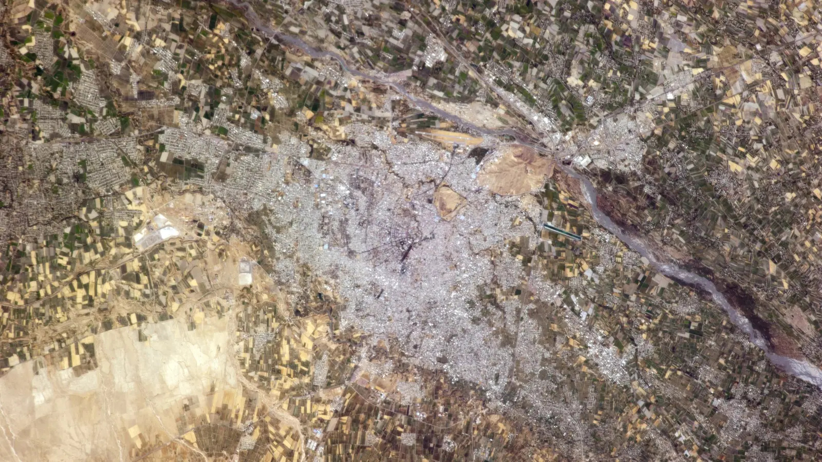 Samarkand and surrounding agricultural areas viewed from the International Space Station