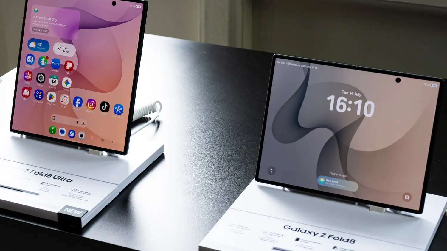 Samsung Galaxy Z Fold8 Ultra and Galaxy Z Fold8 shown unfolded