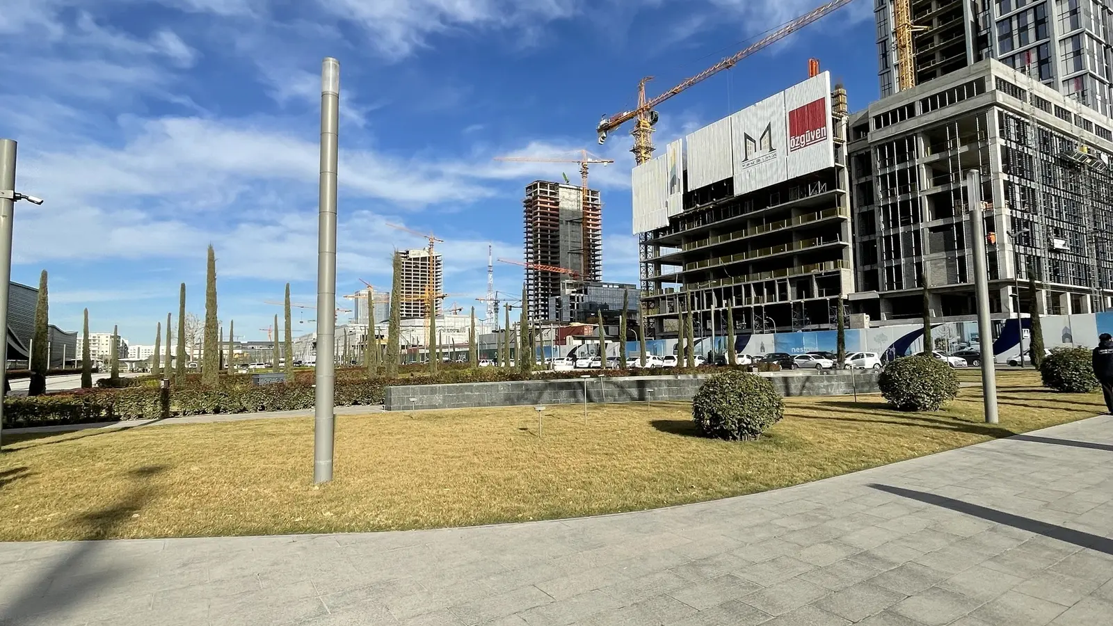 Modern high-rise buildings at a construction site in Tashkent