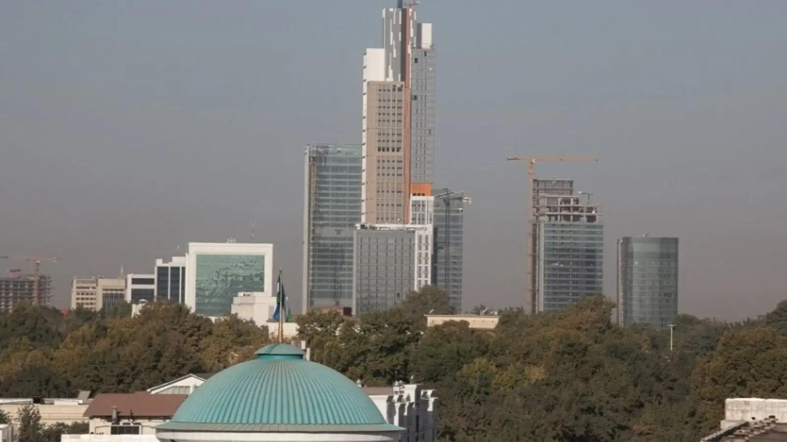 Tashkent skyline in hot weather