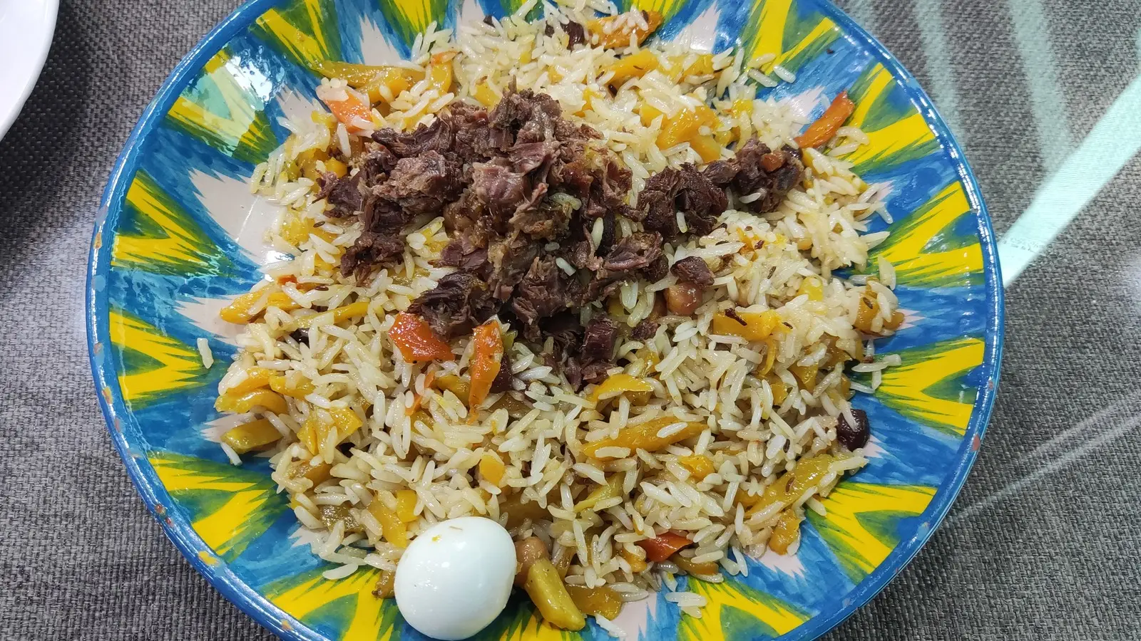 A serving of plov at Kuylyuk Market in Tashkent