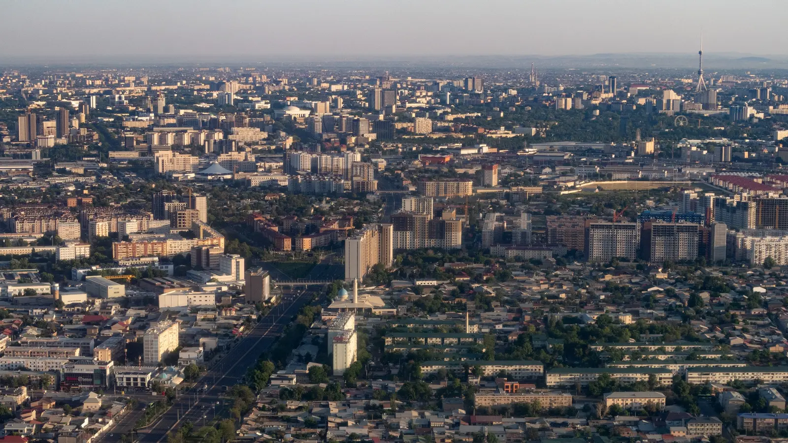 Clear, hot weather over Tashkent