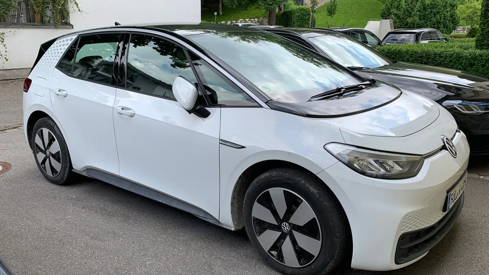 A white 2021 Volkswagen ID.3 in a car park