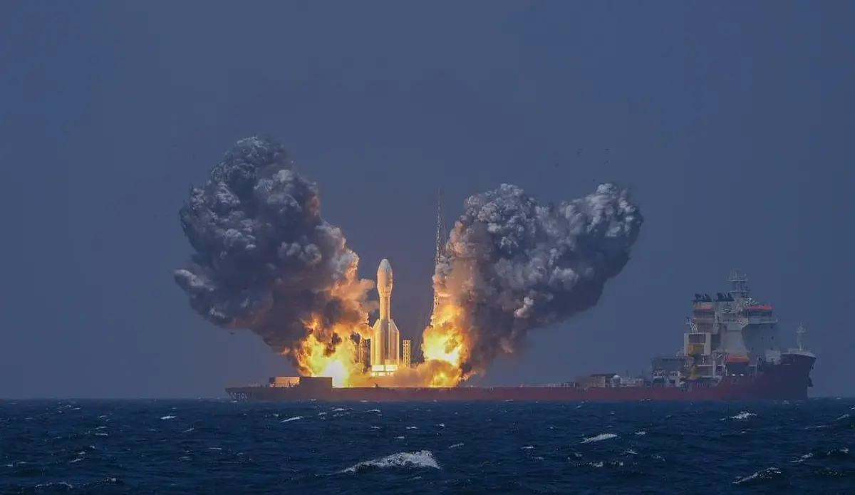 Gravity-1 rocket launching from a sea platform