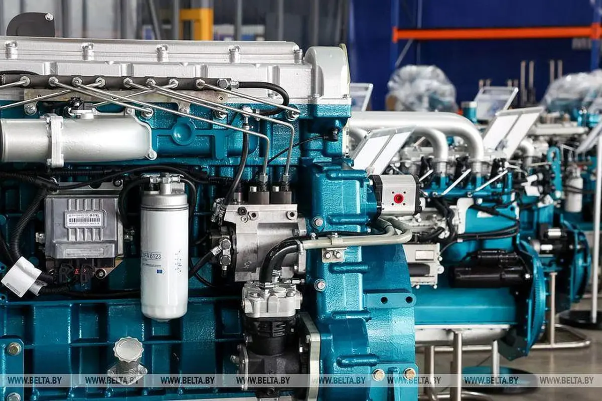 Engines on a production line at Minsk Motor Plant