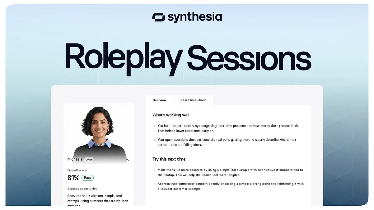 Synthesia Roleplay Sessions training platform interface
