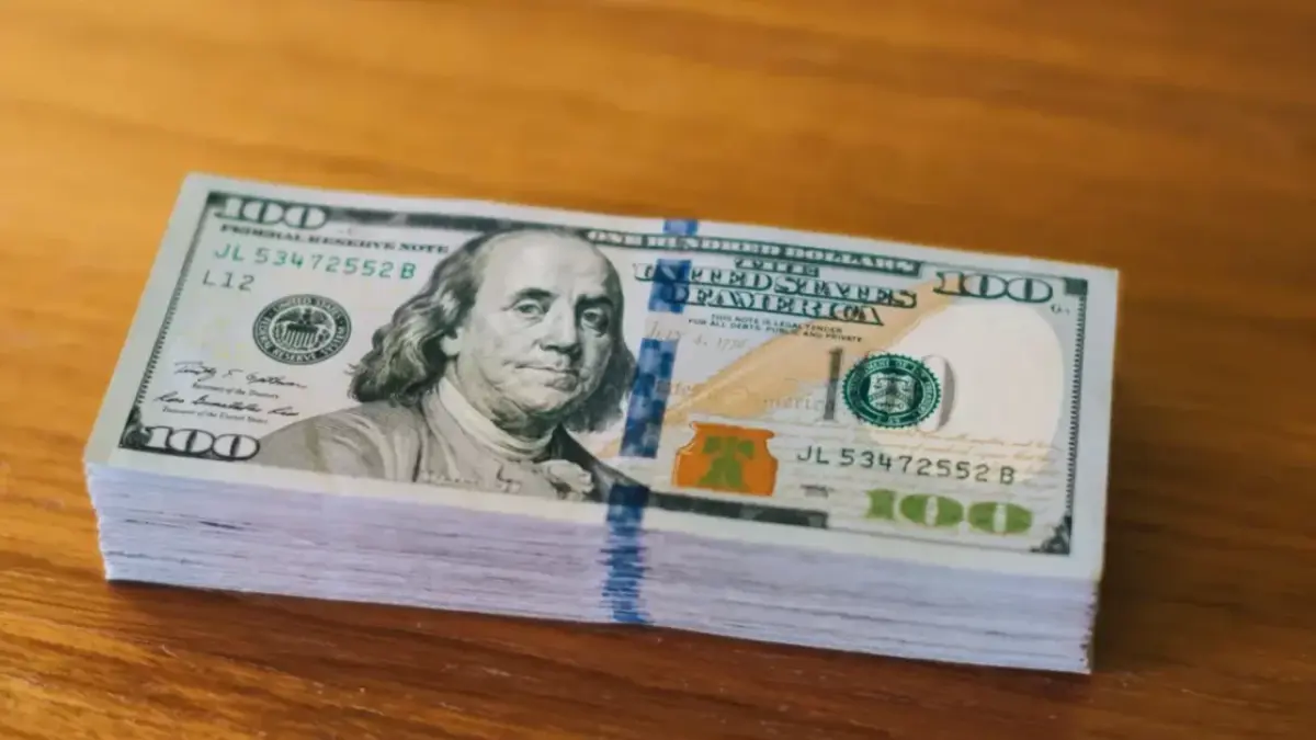 A stack of US 100-dollar banknotes